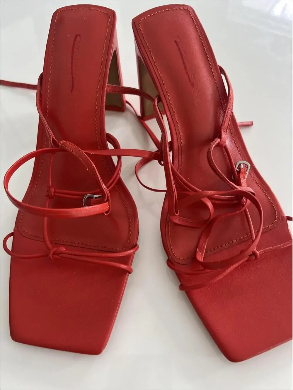 NEW Jonathan Simkhai MEGHAN HEELED WRAP SANDAL Dark Orange Size 41/US11